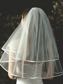 XKTRXF 2-Layer Vintage White Satin Trim Veil Hairpiece For Women Fall Clothes For Women Valentine's Day Accessories,Summer,Beach,Wedding,Festival,Birthday - A - View 4