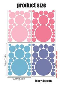 4pcs Multi-Color Combination Circle DIY Wall Decal Stickers For Bedroom Wardrobe, Headboard, Dorms - Multicolor - View 11