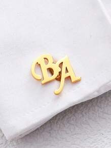 Personalized Custom Two Letters Cufflink For Men Simple Jewelry Stainless Steel Letter Initial Business Cufflinks For Men's Suits Accessories - Platinum Plated - View 7