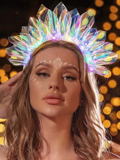 2pcs LED Glowing Headband - Xmas & Party Flashing Crown, Nightclub, Birthday And Wedding Neon Hair Accessories,Hairband,Hair Hoop Headbands