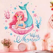 Cartoon Mermaid Princess Stickers For Girls Room, Nursery Decor,  Removable Wall Stickers