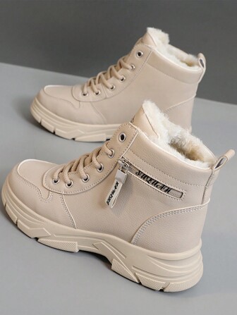 35-45 Plus Size Dam Vinter Termal Fodrade Ankelboots - Fashionabla, Casual, Förhöjda, Utomhussportstil