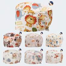 1 pieza Gorro quirúrgico con estampado de animal y planta de dibujos animados, gorro de enfermero pediátrico, gorro de lavado de clínica veterinaria, unisex - tipo K - Ver 2