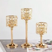 1 Pc, Crystal Carved Metal Crystal Candle Holder, European Style Crystal Candle Holder, Wedding Home Candlelight Dinner Decoration