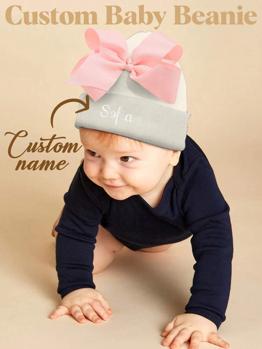 1 chiếc mũ len thêu tùy chỉnh cho trẻ em, mũ em bé có tên cá nhân, mũ len trẻ sơ sinh có tên tùy chỉnh, mũ trẻ sơ sinh có tên cá nhân, mũ em bé thêu tùy chỉnh có tên, mũ trẻ sơ sinh tùy chỉnh, mũ len trẻ em, quà tặng cho trẻ mới biết đi trong tiệc chào đón em bé, quà tặng cho trẻ em, ý tưởng quà tặng mùa đông cho ngày lễ tình nhân cho bé trai và bé gái khi trở lại trường - Màu be - Xem 1
