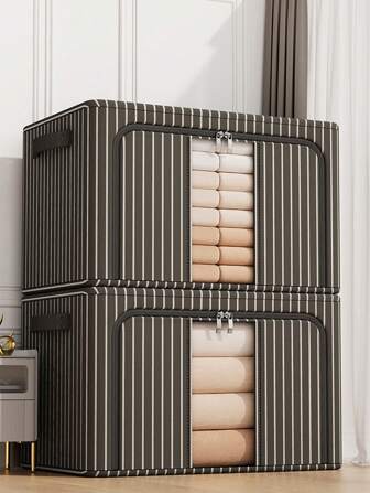 BRIVILAS 1pc Oxford Cloth Foldable Wardrobe Storage Box With Steel Frame, Multi-Function Clothes, Bedding, Dust-Proof Organizer Box (Size And Steel Frame Quantity May Vary) Decorations Decor Festival Decor Room Decor Home Decor Decor Bedroom Decor