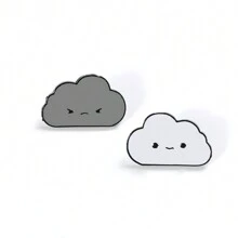 2pcs/Set Happy And Unhappy Cloud Enamel Pin Custom Decorative Brooches Ornaments Lapel Bag Badges Jewelry Gifts Pin Dress Accessories Pin For Clothes Bag Charm Backpack For School Office Accessories Shirts Jacket Halloween Clothes Pin Funny Cute Teacher Gifts Costume Accessories Bag Charms Christmas - Multicolor - View 2