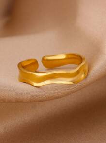 1 Stück Klassischer Mode Edelstahl Ring für Frauen und Mädchen, 18K Goldplattiert, wassergeschützt, geeignet als Hochzeits-, Geburtstags- oder Jahrestags-Geschenk