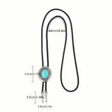 1pc Adjustable Navajo Style Gemstone Bolo Tie Necklace, Western Cowboy Bolo Tie Shirt Collar Accessory For Men And Women, Casual Party Wedding Best Gift - Gem - View 5