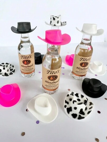 6pcs/Set Mixed Mini Cowboy Hats, Plastic Mini Party Hats, Party Favors, Cowboy Hats, Suitable For Party Accessories, Doll Decoration, Game Cake Decoration, Bottle Decoration, DIY Crafts