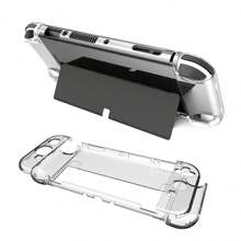 Transparent Protective Case Cover Compatible With  Switch OLED Console Crystal Clear Shell 3 In 1 Left/Right Handle Host PC Hard Transparent Protective Case Cover
