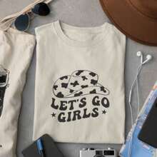 Women's T-Shirt Blouse 100% Cotton Moda Country Let's Go Girls - 奶油色 - 查看 1