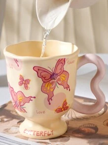 1pc Lovely Dream Multicolor Butterfly Tall Mug Milk Juice Coffee Water Home Office Holiday Gift Christmas Capacity 400ML Back To School
