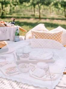 1 pieza Cubierta de alimentos plegable grande, tienda de malla contra moscas para cocina y campamento al aire libre - Blanco - Ver 9