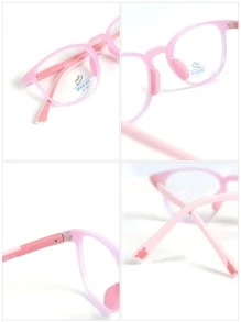 [1 Piece] Children's Non-Prescription Glasses Without Prescription For Reading And Writing. Children's Glasses Frame Is Comfortable And Lightweight. Children Aged 3-8 Years Old Have Oval Shape, Fashionable And Classic College Style For Daily Wear - Blue Light Blocking Glasses - View 6