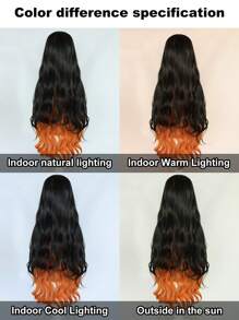 女式侧分超长波浪黑橙色合成耐热纤维头发动漫角色扮演假发万圣节动漫展狂欢节服装派对女士假发女性节日生日礼物圣诞节酒吧俱乐部狂欢派对游戏装饰摄影道具舞台表演配件自然外观适合初学者