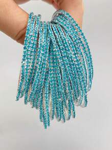 12pcs Set Fashionable White Crystal Elastic Bracelets For Women, Suitable For Parties - Elastic Bracelet - View 24