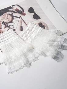 MAOMIA 1 Pair Of Elegant Lace Pleated Cuffs Nail Art Gloves, Nail Art Photography Props, Bridal False Sleeves With Delicate Trim Details - Multicolor - View 7