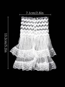 MAOMIA 1 Pair Of Elegant Lace Pleated Cuffs Nail Art Gloves, Nail Art Photography Props, Bridal False Sleeves With Delicate Trim Details - Multicolor - View 9