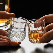 6 Stücke 50ml Vintage Gläser mit Diamantmuster Relief, Wodka Schnapsgläser, Whiskey Weingläser