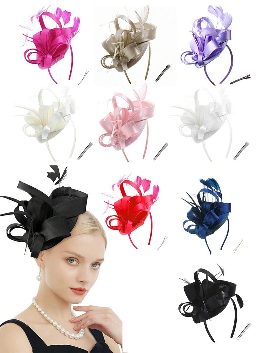 D EXCEED 1/3 PCS Fascinators Hats For Women Kentucky Derby Hats Tea Party Hats Flower Wedding Church Headband Hair Clip Prom Ceremony Decorations Halloween Gift - Multicolor - View 1