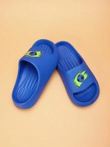 儿童轻便防滑泡沫拖鞋，可爱休闲一脚蹬凉鞋，透气快干，适合儿童和青少年，男女通用，米色 - 寶藍色 - 查看 7