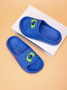 儿童轻便防滑泡沫拖鞋，可爱休闲一脚蹬凉鞋，透气快干，适合儿童和青少年，男女通用，米色 - 寶藍色 - 查看 6