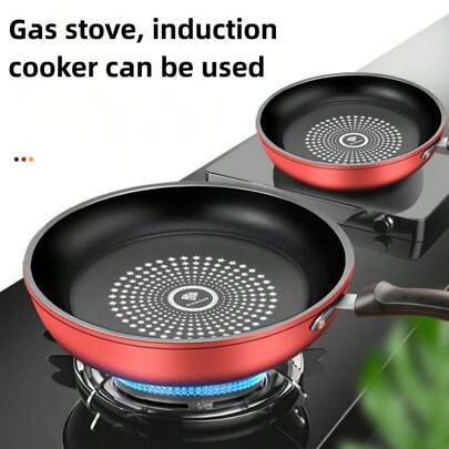 1pc 24#/26# Thickened Non-Stick Frying Pan With Lid, Multi-Functional Flat Bottom Pan For Frying, Suitable For Induction & Gas Stove, Lightweight Seafood Boil