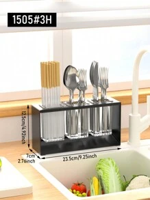 Organizador de utensilios de cocina con soporte de acero negro desmontable de 3/4 de taza para estante de mostradores - Negro - Ver 13