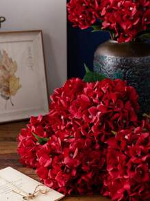 MEHELANY 1Pc Burgundy Artificial Hydrangea Real-Looking Silk Hydrangea Flower Arrangements High Quality Fake Floral Brunch For DIY Wedding Bouquet Party Home Living Room Kitchen Garden Hotel Office, Fall Halloween Thanksgiving Christmas Decor, DIY Wreah, Gift