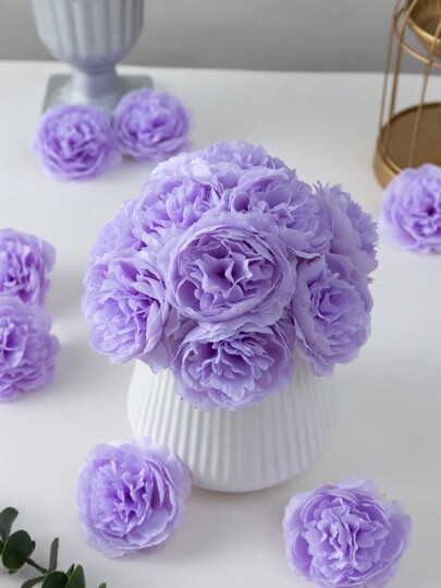 MEHELANY 25 قطعة من رؤوس الزهور الاصطناعية البونسية البنفسجية، زهور حرير اصطناعية مزيفة، زهور بونسية مصنعة للزينة في حفلات الزفاف والحفلات، وتزيين الكعك والمنزل وغرفة المعيشة والطاولة، وديكور عيد الهالوين والكريسماس وحفلات الخريف وترتيبات المائدة في موسم الحصاد، وديكور شجرة عيد الميلاد/إكليل
