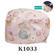 1 pieza Gorro quirúrgico con estampado de animal y planta de dibujos animados, gorro de enfermero pediátrico, gorro de lavado de clínica veterinaria, unisex - tipo K - Ver 12