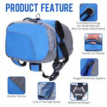 Nobleza - Mochila Arnés Chaleco para Perro, Alforja Bolsa de Hombro Ajustable, Bolsa Sillón para Excursionismo, Senderismo y Camping con Tira Reflectante para Mascota, Azul