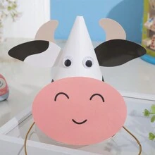 5pcs/Set Cartoon Animal Cow, Pig, Sheep, Chicken, Bull Party Birthday Hat Decoration & Photo Props,Christmas