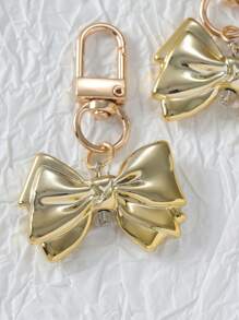 2pcs Metal Bowknot Keychain, Stylish Unisex Silver Accessory,Gift For Couples & Best Friends Valentines