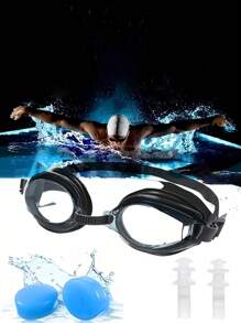 1pc Swimming Goggles (With Ear Plugs) / 1pc Silicone Ear Plugs (1.6cm/0.62in) In Black/Pink White/Lake Blue, Waterproof Anti-Fog Swimming Goggles, Swimming Equipment, Clear Vision, Comfortable And High-End PC Lens, Double-Layer Sealing Ring, Elastic Silicone Strap, Waterproof Swimming Goggles For Men And Women, Graduation Gift, Birthday Gift, Summer, Pool Equipment, Gift, Swim, Goggles, Tanning Goggles, Swimming Gear, Swim Accessories, Beach, Beach Essentials, Pool Float - Multicolor - View 2