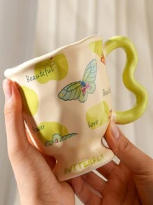 1pc Lovely Dream Multicolor Butterfly Tall Mug Milk Juice Coffee Water Home Office Holiday Gift Christmas Capacity 400ML Back To School