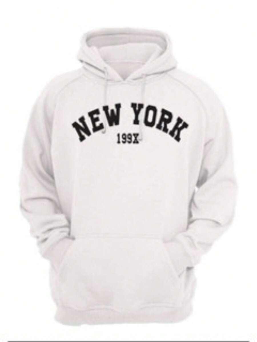 Kangaroo Sweatshirt New York Modinha Cold Blouse Coat With Pocket And Hood Unisex - 白色 - 查看 1