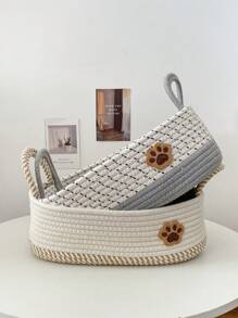 1pc Handmade Woven Pet Toy, Snacks, Accessories, Dirty Clothes Storage, Suitable For Home Desktop Clutter, Cosmetic Storage