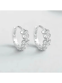 1pc Fashionable Silver Earrings, High Quality Crystal Zirconia Flower Stud Earrings, Wedding/Birthday Gift For Women Valentines