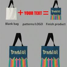 1pc Customized Canvas Bag, Unique Design (Photo, Landscape, Illustration), Foldable, Large Capacity, Lightweight, Stylish, Personalized Tote Bag, Shoulder Bag, Casual Shopping Bag Shop Back To School - Multicolor - View 4