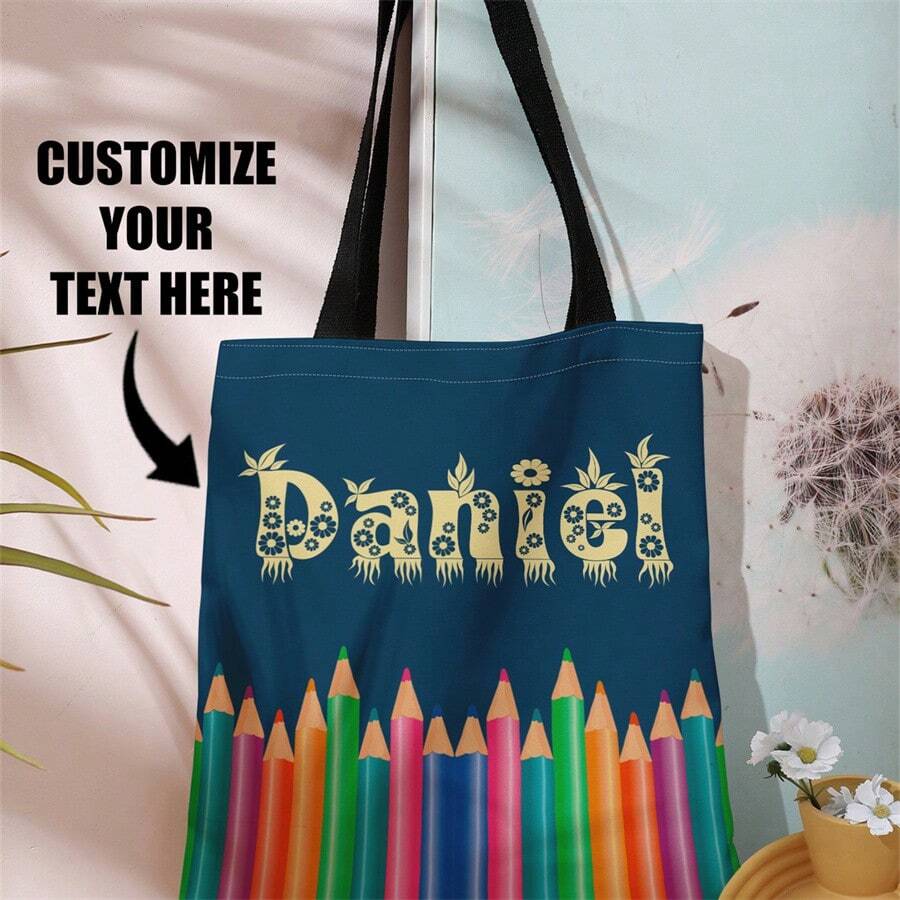 1pc Customized Canvas Bag, Unique Design (Photo, Landscape, Illustration), Foldable, Large Capacity, Lightweight, Stylish, Personalized Tote Bag, Shoulder Bag, Casual Shopping Bag Shop Back To School - Multicolor - View 1