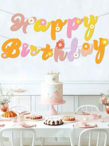 1 件波西米亚风生日快乐横幅波西米亚风生日装饰雏菊花复古嬉皮派对装饰雏菊生日派对横幅适用于生日派对用品 - 彩色 - 查看 4