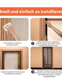 Cortina Para puerta Magnética, 100X210 tipo Malla para Mosquitera, Puerta Anti-Mosquitos con Sello Magnético de Cierre Automático Hermético para Sala recamara - Negro - Ver 3