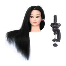 女模特训练头，60厘米长，85%真动物毛和15%合成头发造型头假人娃娃头，用于理发师发型专业美发美容娃娃头，用于发型编织剪发练习，带支架 - 彩色 - 查看 14