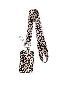 1pc Colorful Leopard Print Lanyard ID Card Holder Set, Suitable For Doctors, Nurses, Students, Teachers, Exhibition Staff ID Badge Lanyards, Can Be Used As Exhibition, Gift, Keychain Or Daily Use Car Accessories Bag Charm School