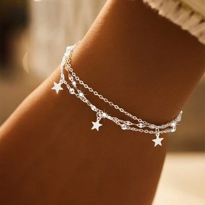 SYMFNY 1Pc Bạc 925 Nhiều Lớp Thời Trang Thanh Lịch Sáng Bóng Vòng Tay Dành Cho Nữ, Thích Hợp Cho Hàng Ngày, Dự Tiệc Và Ngày Lễ Mặc