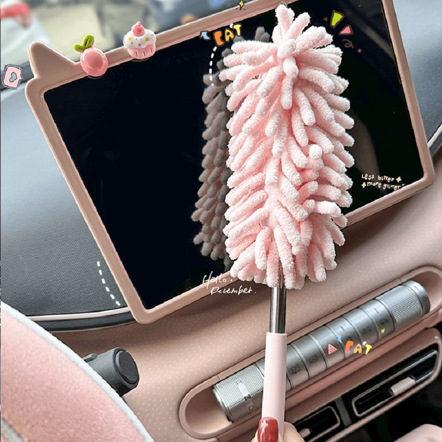 1 Piece Mini Car Dust Brush, Retractable And Bendable Microfiber Dust Tool For Home And Car Interior Cleaning - Polyester Fiber Material