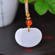 1 pieza Colgante de collar Ruyi de jade blanco natural, tallado a mano, guardián de la paz, collar de buena suerte y riqueza de moda, collar de pareja, cristal curativo, amuleto regalo, regalo para ella, regalo navideño, regalo de cristal de moda. (Caja de regalo con cordón)