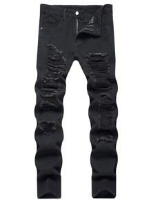Quần Jean Denim Chân Thẳng Slim Fit Hợp Thời Trang Cho Nam - màu đen - Xem 1